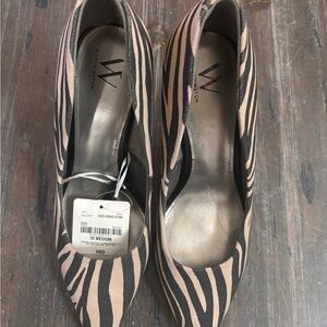 NWT Worthington Black and Tan Heels with Zebra Pattern